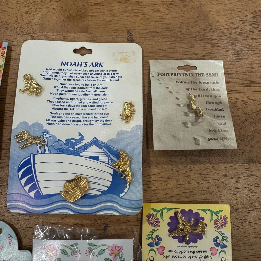 Vintage Lot of Guardian Angel Pins Good Luck Christian Prayer Pinback New